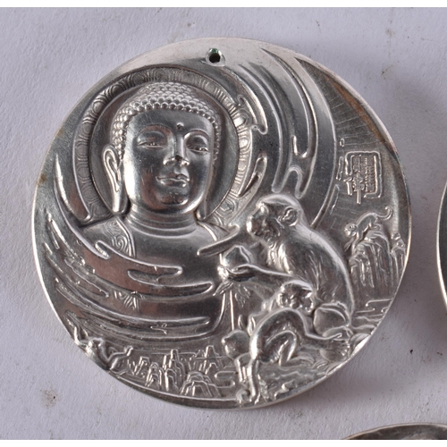 2451 - THREE CHINESE MEDALLIONS. 213 grams. 4.75 cm wide. (3)
