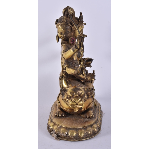 2491 - A CHINESE GILT BRONZE BUDDHA. 24 cm high.