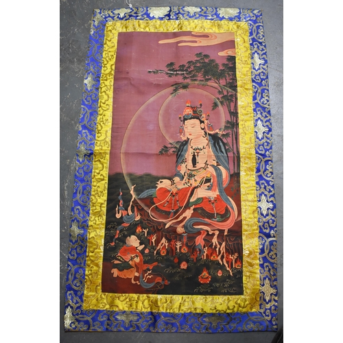 2497 - A CHINESE TIBETAN THANGKA. 120 cm x 60 cm.