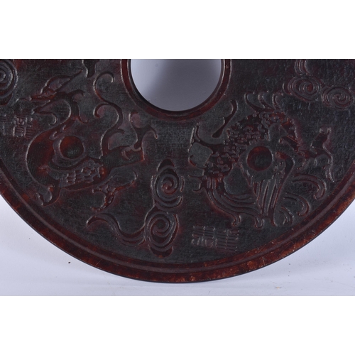 2511 - A LARGE CHINESE STONE BI DISC. 29 cm wide.