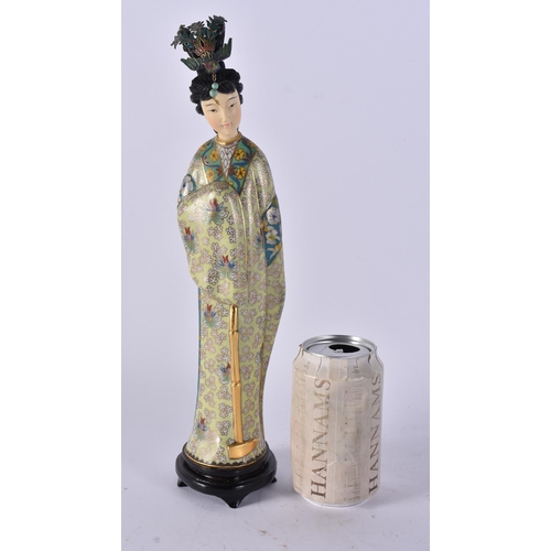 2528 - A CHINESE REPUBLICAN PERIOD CLOISONNE ENAMEL FIGURE OF A FEMALE. 35 cm high.
