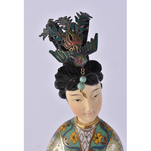 2528 - A CHINESE REPUBLICAN PERIOD CLOISONNE ENAMEL FIGURE OF A FEMALE. 35 cm high.