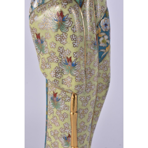 2528 - A CHINESE REPUBLICAN PERIOD CLOISONNE ENAMEL FIGURE OF A FEMALE. 35 cm high.