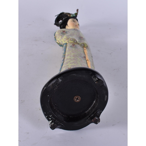 2528 - A CHINESE REPUBLICAN PERIOD CLOISONNE ENAMEL FIGURE OF A FEMALE. 35 cm high.