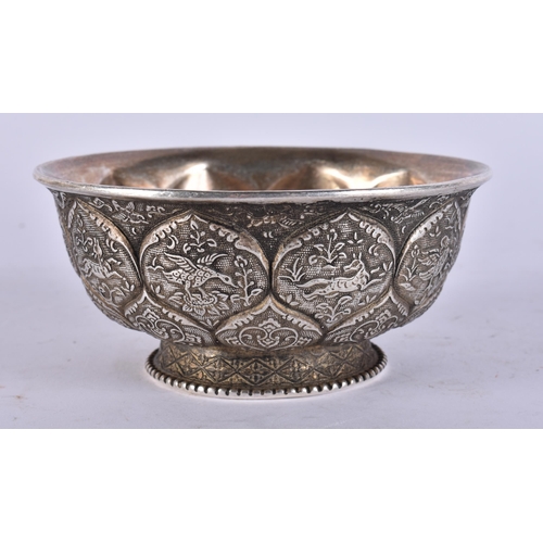 2532 - A CHINESE SILVERED BRONZE BOWL. 405 grams. 7.25 cm wide.