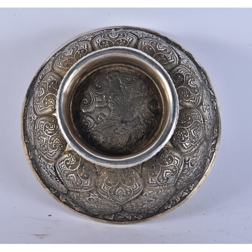 2532 - A CHINESE SILVERED BRONZE BOWL. 405 grams. 7.25 cm wide.