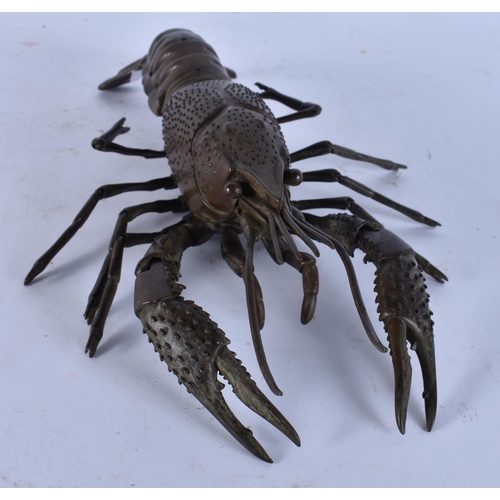 2534 - A JAPANESE BRONZE ARTICULATED CRAYFISH. 798 grams. 26 cm x 14 cm.