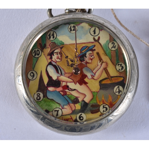 2596 - AN EROTIC 'RANDOLPH AND DONNY GO CAMPING' POCKET WATCH modelled as Randy Randolph helping Donny prep... 