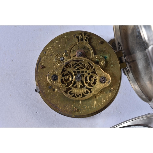 2601 - A GEORGE III JOHN WARD SILVER POCKET WATCH. Not running. 123 grams. 6.75 cm wide.