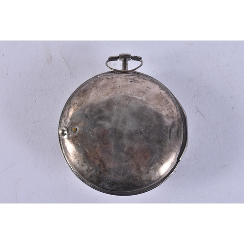 2601 - A GEORGE III JOHN WARD SILVER POCKET WATCH. Not running. 123 grams. 6.75 cm wide.