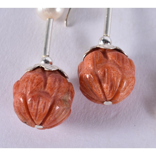 2641 - THREE PAIRS OF SILVER EARRINGS. 18.2 grams. (6)