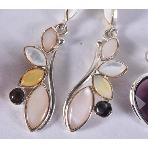 2641 - THREE PAIRS OF SILVER EARRINGS. 18.2 grams. (6)