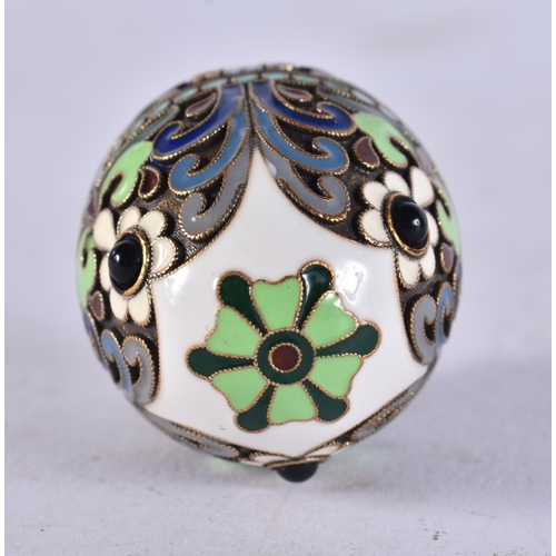 2646 - A LARGE SILVER AND ENAMEL EGG PENDANT. 15.6 grams. 3.75 cm x 2.5 cm.