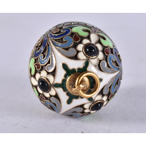 2646 - A LARGE SILVER AND ENAMEL EGG PENDANT. 15.6 grams. 3.75 cm x 2.5 cm.