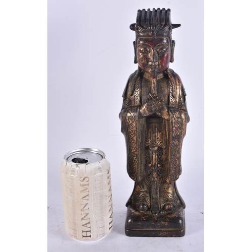 2696 - A CHINESE LACQUERED BRONZE FIGURE OF AN IMMORTAL. 29 cm high.