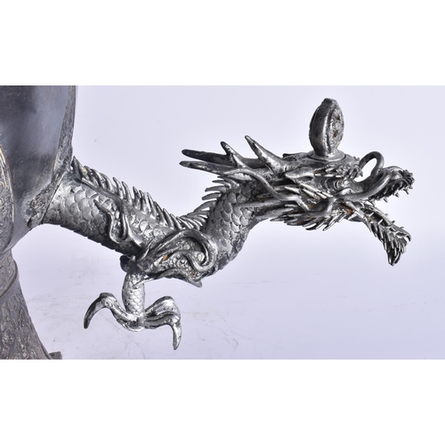 2697 - A LARGE EARLY 20TH CENTURY JAPANESE MEIJI PERIOD SILVERED BRONZE SAMOVAR. 68 cm x 24 cm.