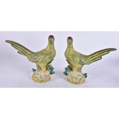2698 - A PAIR OF CHINESE POTTERY BIRDS. 22 cm x 18 cm.
