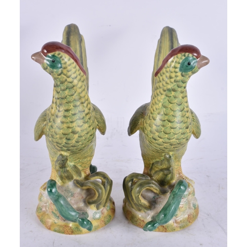 2698 - A PAIR OF CHINESE POTTERY BIRDS. 22 cm x 18 cm.