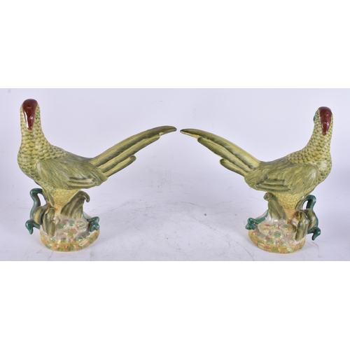 2698 - A PAIR OF CHINESE POTTERY BIRDS. 22 cm x 18 cm.