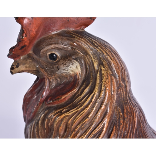 2717 - A LARGE 19TH CENTURY AUSTRIAN COLD PAINTED BRONZE FIGURE OF A COCKERELL probably by Bergmann. 23 cm ... 