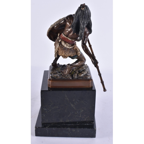 2733 - A FINE 19TH CENTURY AUSTRIAN COLD PAINTED BRONZE AFRICAN WARRIOR by Franz Xavier Bergmann. 28 cm hig... 
