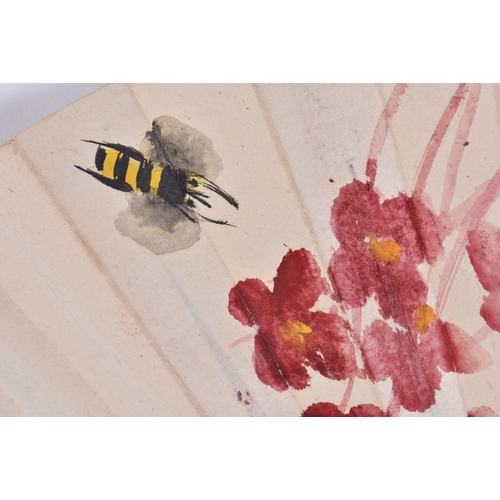 2739 - A CHINESE REPUBLIC PERIOD PAINED WATERCOLOUR INK AND BAMBOO FAN. 43 cm wide open.