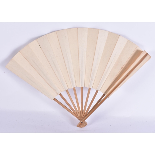 2739 - A CHINESE REPUBLIC PERIOD PAINED WATERCOLOUR INK AND BAMBOO FAN. 43 cm wide open.