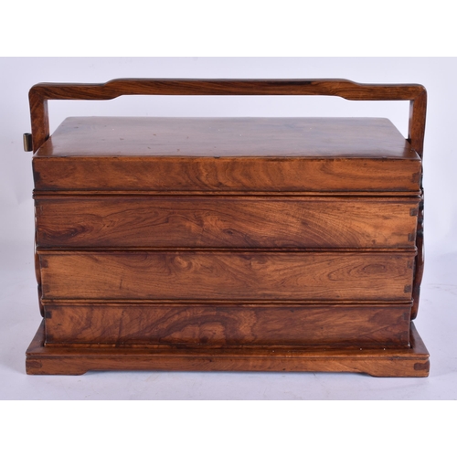 2747 - A FINE CHINESE QING DYNASTY CARVED HUANGHUALI WOOD STACKING PICNIC BOX AND COVER with reticulated dr... 
