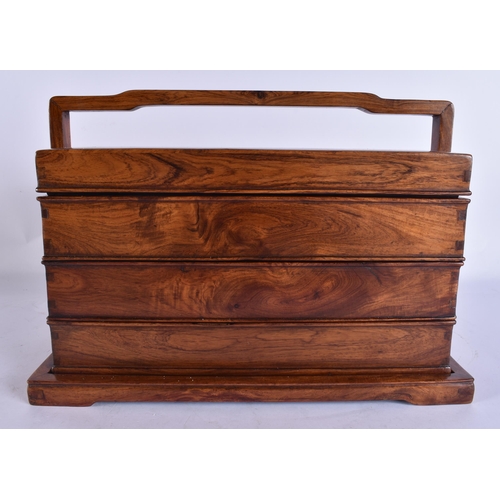 2747 - A FINE CHINESE QING DYNASTY CARVED HUANGHUALI WOOD STACKING PICNIC BOX AND COVER with reticulated dr... 