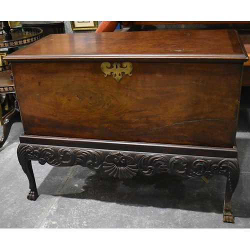 2755 - A VERY LARGE 18TH/19TH CENTURY MAHOGANY CHEST ON STAND possibly Irish. 125 cm x 94 cm x 62 cm.