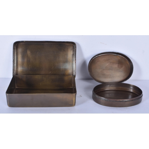 3004 - Two novelty brass cocaine tins. 3.5x13x8cm (2)