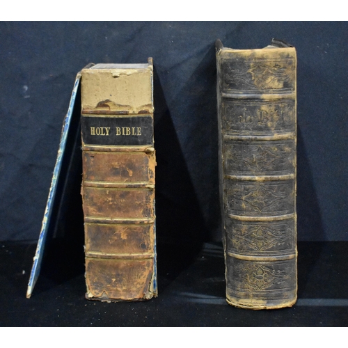 3021 - Old & New Testaments Bible by Rev John Brown together with another Bible 34 x 28cm (2)