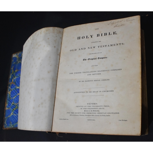 3021 - Old & New Testaments Bible by Rev John Brown together with another Bible 34 x 28cm (2)