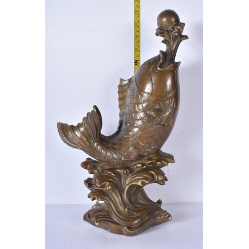 3040 - A large Chinese bronze Carp 40cm