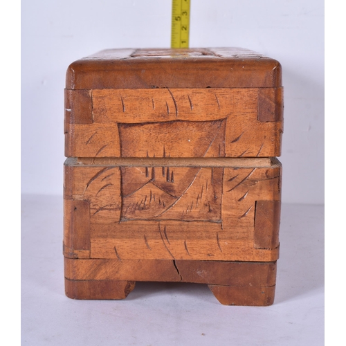 3043 - Three carved Chinese camphor wood boxes 20 x 30 x 19cm (3)