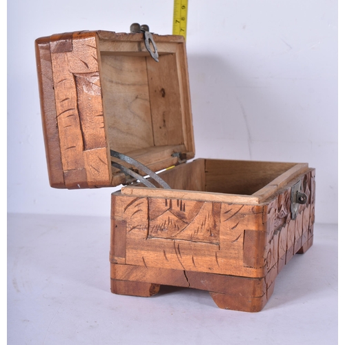 3043 - Three carved Chinese camphor wood boxes 20 x 30 x 19cm (3)