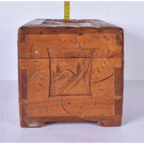 3043 - Three carved Chinese camphor wood boxes 20 x 30 x 19cm (3)