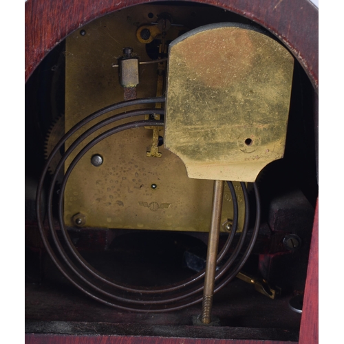 3045 - A mahogany cased American Bee clock together with a wooden mantle clock 21 x 39cm (2)