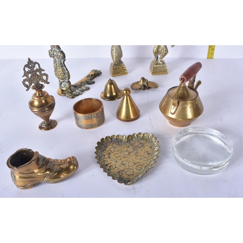 3046 - A collection of silver plate and brass items including a decanter and a vesta case 29cm (Qty)