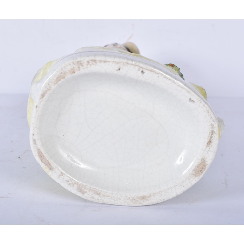 3056 - A large 19th Century Staffordshire  porcelain Dog together with another dog and a shepherdess 35cm ,