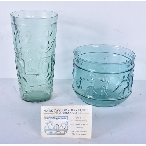 3061 - A collection of reproduction Roman glassware by the studio of David Hill and Mark Taylor 18cm  (5).