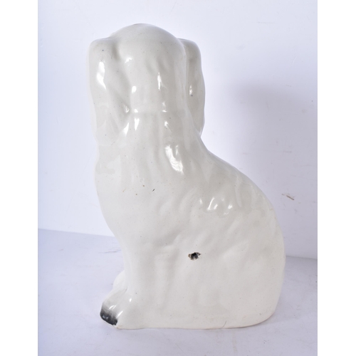 3100 - Three antique Staffordshire porcelain dogs 33cm (3)