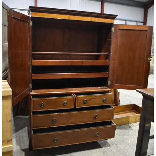 3141 - A two sectional four drawer Linen press with internal compartments 203 x 140 x 59cm