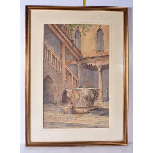 3149 - A framed watercolour of a Venetian courtyard signed F G S Best and dated 1680  51 x 32cm.