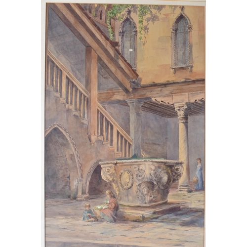3149 - A framed watercolour of a Venetian courtyard signed F G S Best and dated 1680  51 x 32cm.