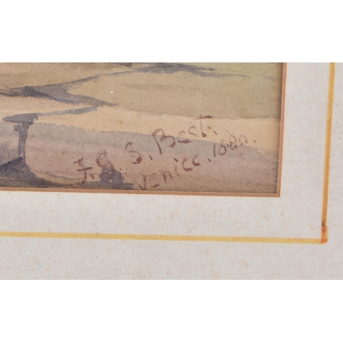 3149 - A framed watercolour of a Venetian courtyard signed F G S Best and dated 1680  51 x 32cm.