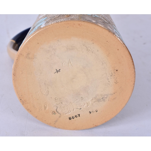 3152 - A collection of Royal Doulton stoneware items Jardinieres, teapot, vase etc 32cm (5)