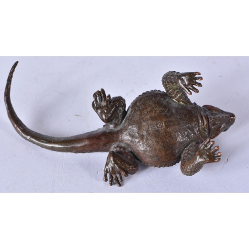 3163 - A Japanese bronze Lizard 9cm.