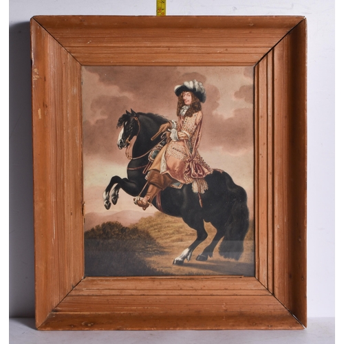 3193 - A framed 19th Century equestrian oil on board 27 x 22cm (frame 40 x 34cm).