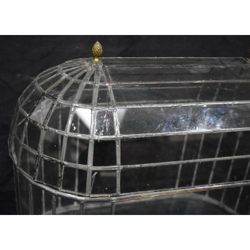 3194 - An antique leaded  glass terrarium 44 x 49 x 29cm